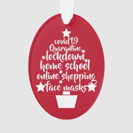 2020 Covid Tree Facemask lockdown Zuhause School Ornament (Rückseite)