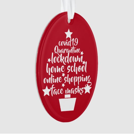 2020 Covid Tree Facemask lockdown Zuhause School Ornament (Vorderseite)