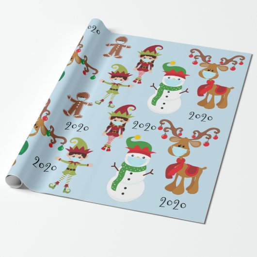 2020 Covid Weihnachtsmaske Quarnine Geschenkpapier (Ungerollt)