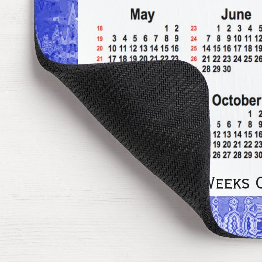 2020 Crazy Quilt Blue 52 Wochen Kalender von Janz Mousepad (Ecke)