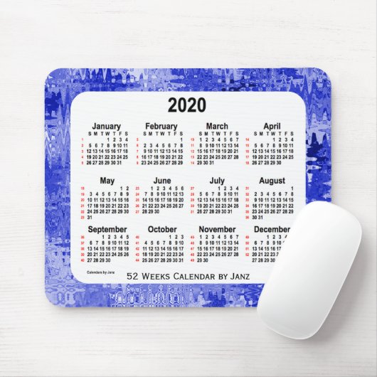 2020 Crazy Quilt Blue 52 Wochen Kalender von Janz Mousepad (Mit Mouse)