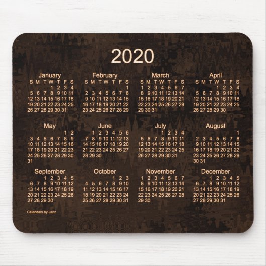 2020 Crazy Quilt Brown Calendar von Janz Mousepad (Vorne)