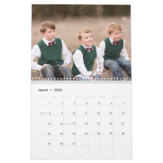 2020 Custom Foto Elegant Stilvolle Skriptfamilie Kalender (Mär 2026)