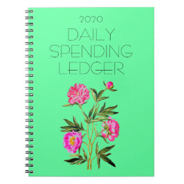 2020 Daily Spending Ledger Pink Peonies Financial Notizblock