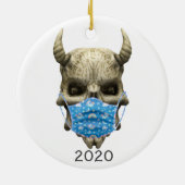 2020 Dämonenschädel mit Gesichtsmaske Goth Keramik Ornament (Hinten)