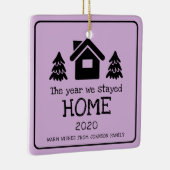 2020 Das Jahr, das wir Zuhause Foto Lila Bleibe ha Keramikornament (Rechts)