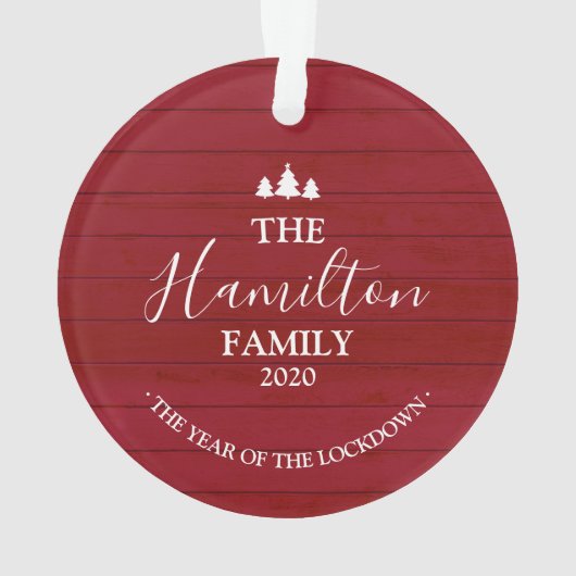 2020 das Jahr der Sperrung von Rotem Holz Ornament (Rückseite)