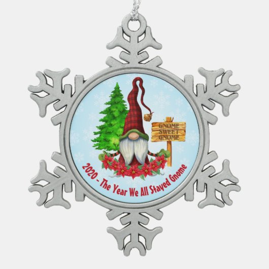 2020 - Das Jahr, in dem wir alle Wohlstand Bleibe Schneeflocken Zinn-Ornament (Vorderseite)