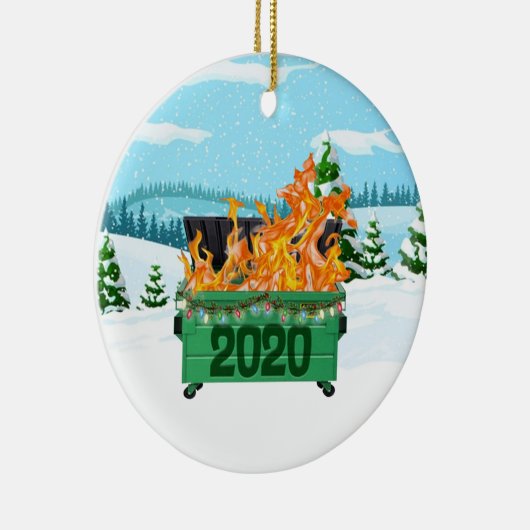2020 Dumpster Feuer Weihnachts-Keramik Ornament (Rechts)