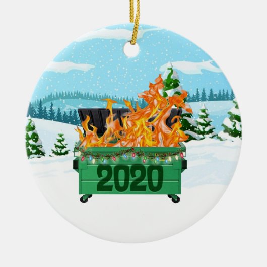 2020 Dumpster Feuer Weihnachts-Keramik Ornament (Vorne)