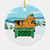 2020 Dumpster Feuer Weihnachts-Keramik Ornament (Hinten)