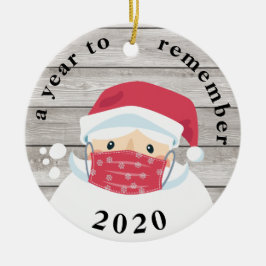 2020 Ein Jahr, um sich an Masked Santa rustikales Keramik Ornament