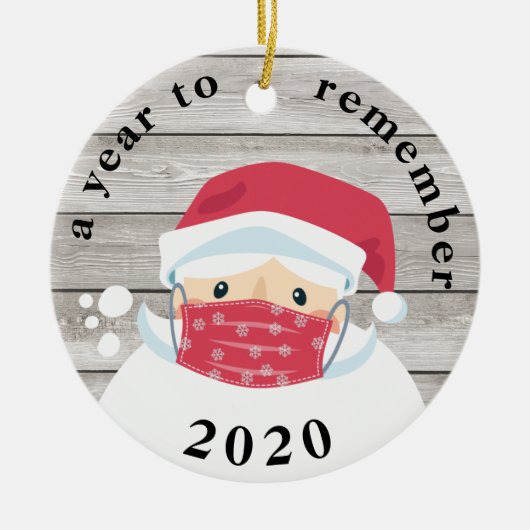 2020 Ein Jahr, um sich an Masked Santa rustikales  Keramik Ornament (Vorne)