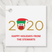 2020 Elf mit Gesichtsmaske Urlaub / Weihnachten Geschenkanhänger (Vorderseite)