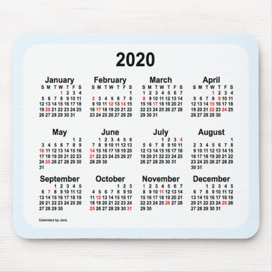 2020 Ferienkalender von Janz Alice Blue Mouse Pad Mousepad (Vorne)