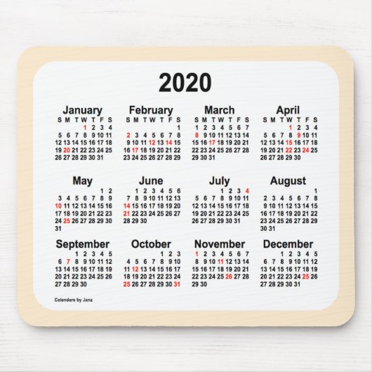 2020 Ferienkalender von Janz Almond Mousepad (Vorne)