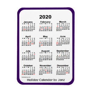 2020 Ferienkalender von Janz Lila Magnet