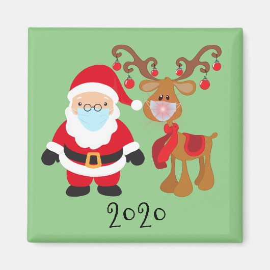 2020 Funny Santa Rudolph Covid Gesichtsmaske Magnet (Vorne)