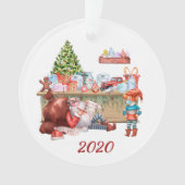 2020 Funny Santa's Workshop Covid Gesicht Maske Ornament (Vorderseite)