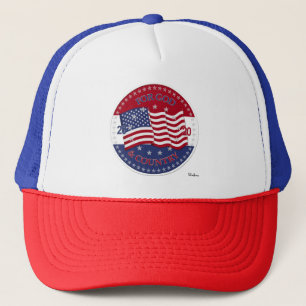 2020 für Gott und die amerikanische Flagge des Lan Truckerkappe