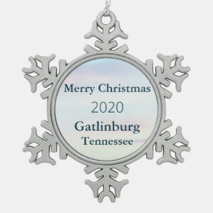2020 Gatlinburg, TN Weihnachtsschneeflocken Schneeflocken Zinn-Ornament