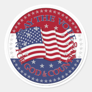 2020 Gebet für Gott und Länderflagge Runder Aufkleber