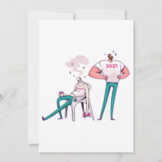 2020 gegenüber 2021 lustig einladung (Vorderseite)