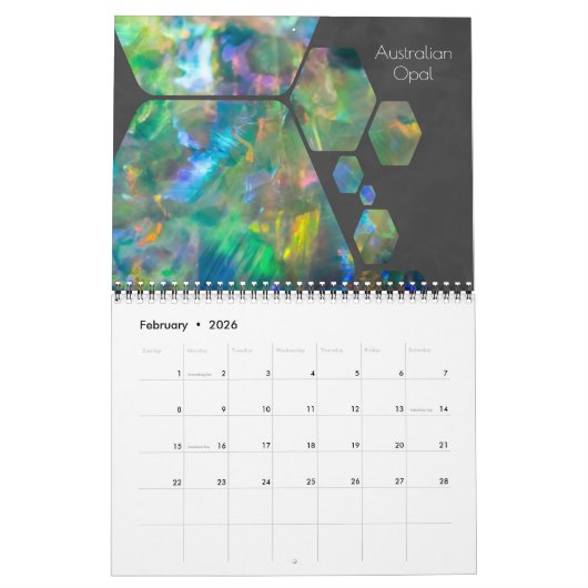 2020 Gemstone Crystal Rock Muster Design Kalender (Feb 2026)