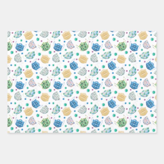 2020 Gesichtsmaske Covid Quarantine Muster Geschenkpapier Set (Vorderseite 2)