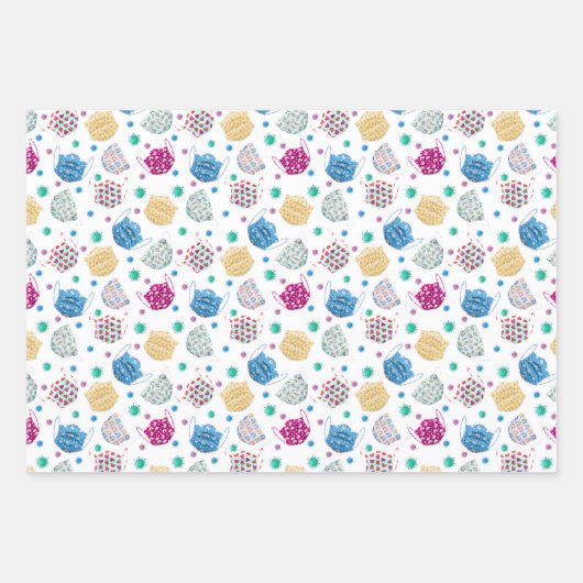 2020 Gesichtsmaske Covid Quarantine Muster Geschenkpapier Set (Vorderseite 3)