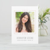 2020 GRAD INVITE Foto Rahmen chic blush hellrosa Einladung (Stehend Vorderseite)