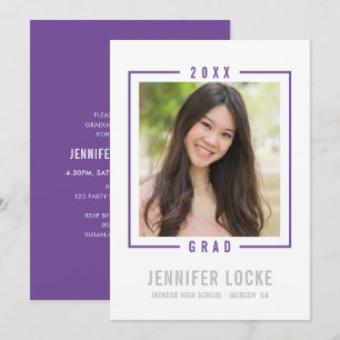2020 GRAD INVITE Foto Rahmen chic modern lila Einladung
