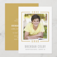 2020 GRAD INVITE Foto Rahmen, modern altes Gold