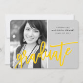 2020 GRAD PARTY, modern mit Großbuchstaben, gelb Dankeskarte (Vorderseite)