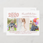2020 Graduate Rose Gold 3 Foto Graduation Party Einladungspostkarte (Vorne/Hinten)