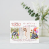 2020 Graduate Rose Gold 3 Foto Graduation Party Einladungspostkarte (Stehend Vorderseite)