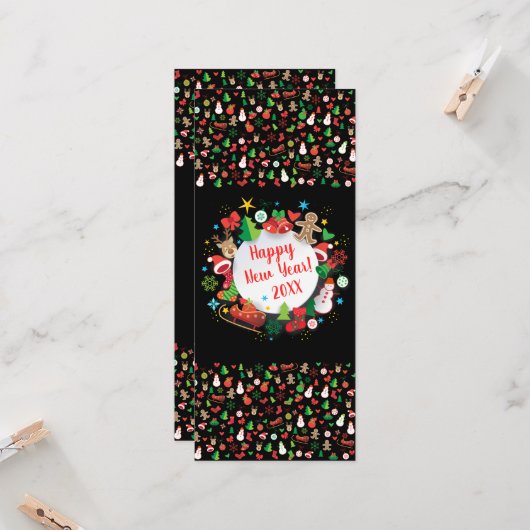 2020 guten Rutsch ins Neue Jahr! Karte (Vorderseite/Rückseite Beispiel)