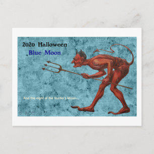 2020 Halloween Blaue Mond Teufel Postkarte