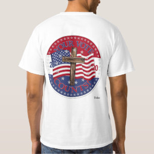 2020 Ihre Stimme zählt Cross und American Flag T-Shirt