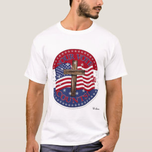 2020 Ihre Stimme zählt Cross und American Flag T-Shirt