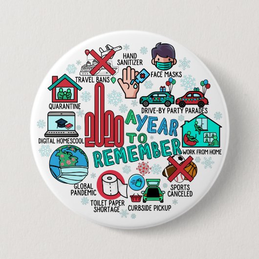 2020 im Jahr, um an die Runde Highlights Pinback Button (Vorderseite)