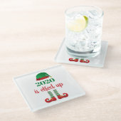 2020 ist das sonnige Weihnachts-Quarantäne-Sprichw Glasuntersetzer (Schrägansicht)