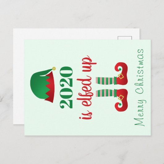 2020 ist frohe Weihnachtselfenoutfit fertig Postkarte (Vorne/Hinten)