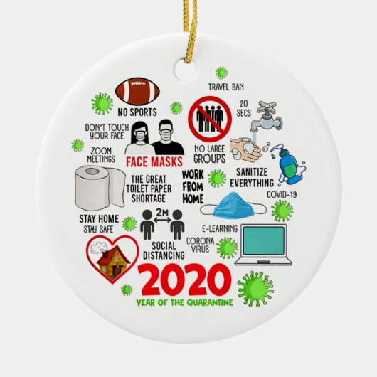 2020 Jahr der Quarantäne-Pandemie Weihnachten Keramik Ornament (Vorne)