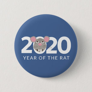 2020 Jahr der Ratte Klassiker Blau Button