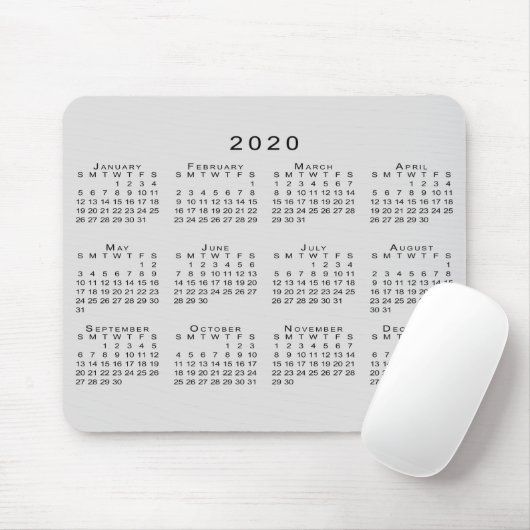 2020 Kalender Einfach grau und schwarz Mousepad (Mit Mouse)