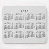 2020 Kalender Einfach grau und schwarz Mousepad (Vorne)