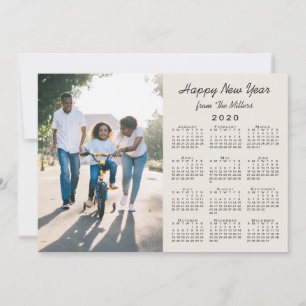 2020 Kalender Modernes Beige 2 Foto Glückliches ne Feiertagskarte