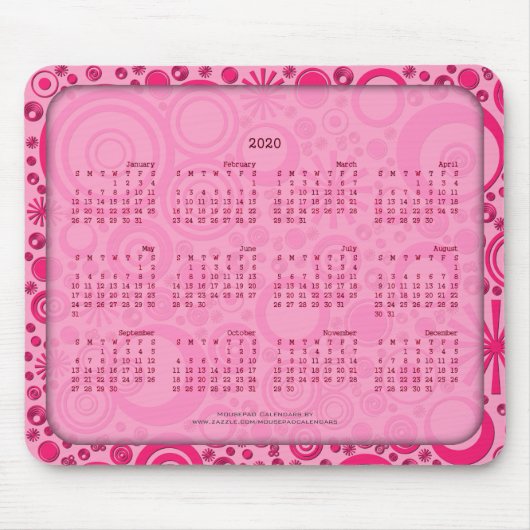 2020 Kalender Mousepad, 2 Tonnen Rosa Mousepad (Vorne)