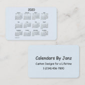 2020 Kalender von Janz Alice Blue Euro Visitenkarte (Vorne/Hinten)